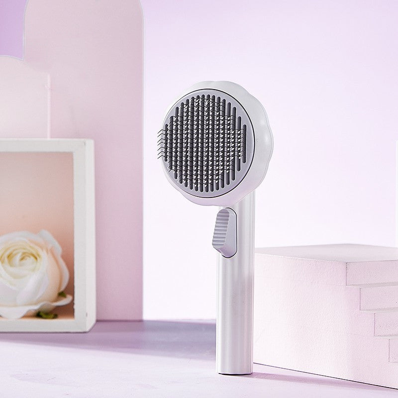 New Pet Cat Brush Hot Selling Hand-held Steel Wire Self-cleaning  Comb Looper For Hair Removal