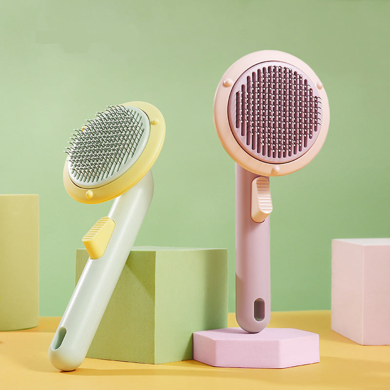New Pet Cat Brush Hot Selling Hand-held Steel Wire Self-cleaning  Comb Looper For Hair Removal