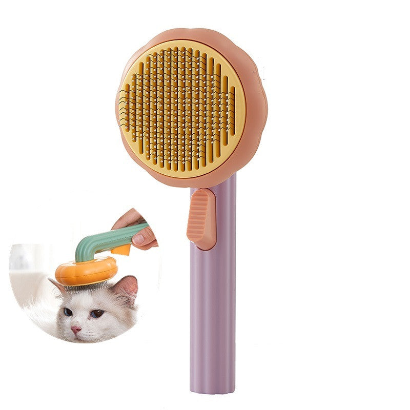 New Pet Cat Brush Hot Selling Hand-held Steel Wire Self-cleaning  Comb Looper For Hair Removal