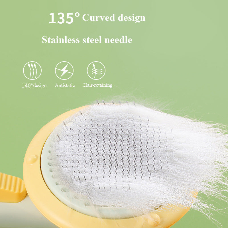 New Pet Cat Brush Hot Selling Hand-held Steel Wire Self-cleaning  Comb Looper For Hair Removal