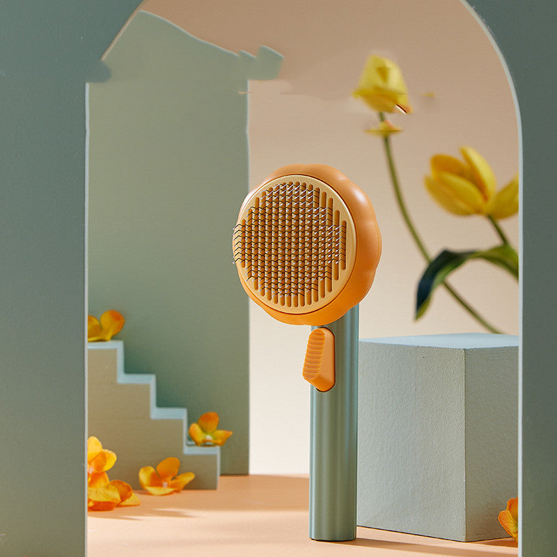New Pet Cat Brush Hot Selling Hand-held Steel Wire Self-cleaning  Comb Looper For Hair Removal