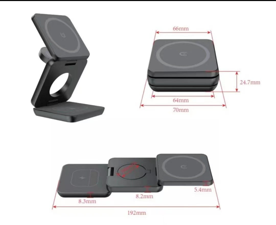 Folding Three-in-one Wireless Charger Magnetic Suction.