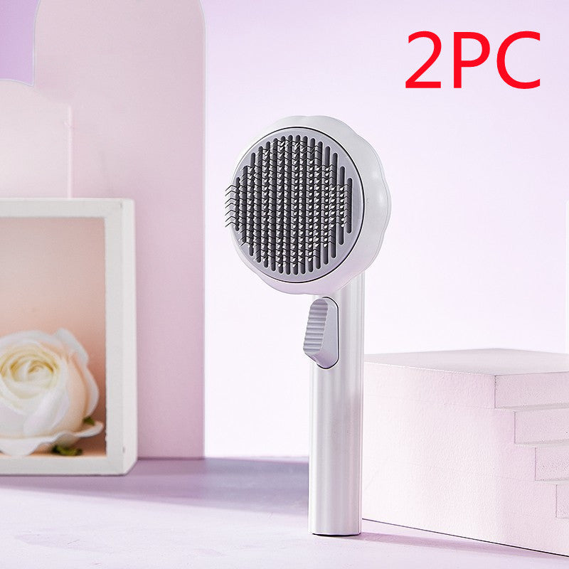 New Pet Cat Brush Hot Selling Hand-held Steel Wire Self-cleaning  Comb Looper For Hair Removal