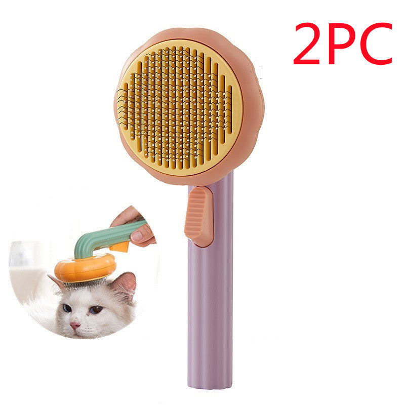 New Pet Cat Brush Hot Selling Hand-held Steel Wire Self-cleaning  Comb Looper For Hair Removal